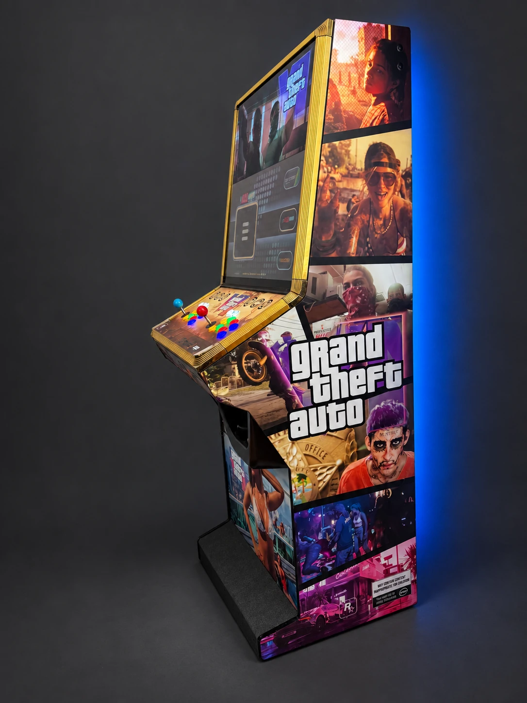 GTA – Schrägansicht mit blauem Hintergrundlicht